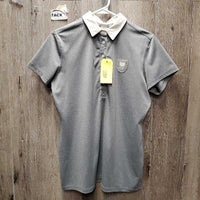 MENS? SS Polo Shirt, 1/2 Button Up *gc/fair, dingy, older, puckered collar
