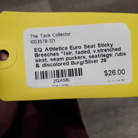 Euro Seat Sticky Breeches *fair, faded, v.stretched seat, seam puckers, seat/legs: rubs & discolored
