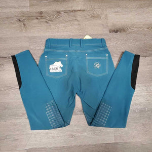 Euro Seat Breeches *gc, faded, stains, seam puckers, peeled stickies, discolored/stained seams, seat & legs, undoen seam, s
