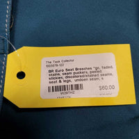 Euro Seat Breeches *gc, faded, stains, seam puckers, peeled stickies, discolored/stained seams, seat & legs, undoen seam, s

