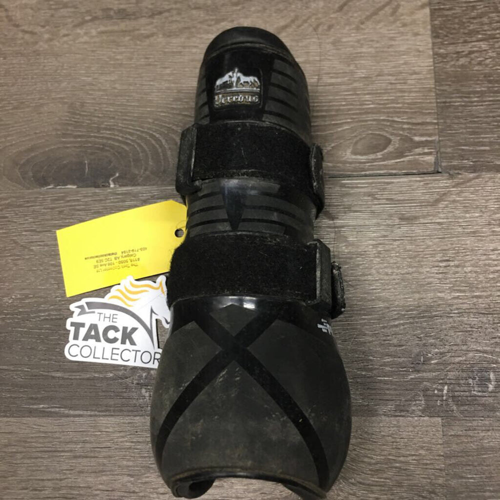 1 RIGHT ONLY Open Front Boot, Leather Lined, velcro wrap *gc, dirt, hair, scuffs, faded