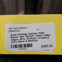 Field Boots, zips *gc/fair, faded, holey edges, dirty, oxidized, scrapes,s cuffs
