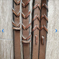 Rsd Padded Figure 8 Bridle, Braided Reins, 2x Charms *gc, clean & dirty, rubs, dry, discolored, mnr scrapes
