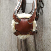 Rsd Padded Figure 8 Bridle, Braided Reins, 2x Charms *gc, clean & dirty, rubs, dry, discolored, mnr scrapes
