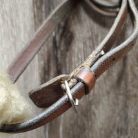 Rsd Padded Figure 8 Bridle, Braided Reins, 2x Charms *gc, clean & dirty, rubs, dry, discolored, mnr scrapes
