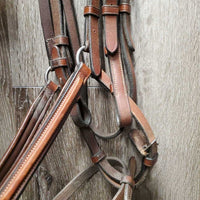 Rsd Padded Figure 8 Bridle, Braided Reins, 2x Charms *gc, clean & dirty, rubs, dry, discolored, mnr scrapes
