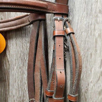 Rsd Padded Figure 8 Bridle, Braided Reins, 2x Charms *gc, clean & dirty, rubs, dry, discolored, mnr scrapes
