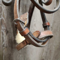 Rsd Padded Figure 8 Bridle, Braided Reins, 2x Charms *gc, clean & dirty, rubs, dry, discolored, mnr scrapes
