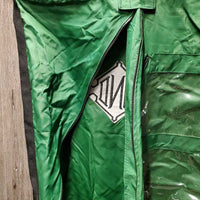 'Custom Made' Hvy Garment Bag, many pockets, dowel top & bottom, embroidered *vgc, clean, mnr residue?dirt, older?