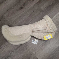 Quilted Sheepskin Half Pad, rolled edges *gc, stains, undone velcro, clumpy, threads, dirt