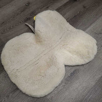 Quilted Sheepskin Half Pad, rolled edges *gc, stains, undone velcro, clumpy, threads, dirt