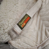 Quilted Sheepskin Half Pad, rolled edges *gc, stains, undone velcro, clumpy, threads, dirt