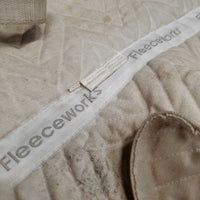 Quilted Sheepskin Half Pad, rolled edges *gc, stains, undone velcro, clumpy, threads, dirt
