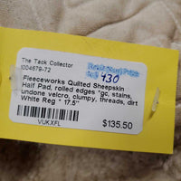Quilted Sheepskin Half Pad, rolled edges *gc, stains, undone velcro, clumpy, threads, dirt
