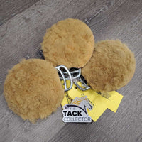 3 Quick Release Leather & Sheepskin Cover - Protectors *vgc, mnr stains, dirt & hair
