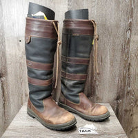 Tall Country Boots *gc/fair, clean & thick dirt, v.scuffed & faded, cracks, unstitched seams, slice