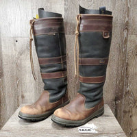 Tall Country Boots *gc/fair, clean & thick dirt, v.scuffed & faded, cracks, unstitched seams, slice
