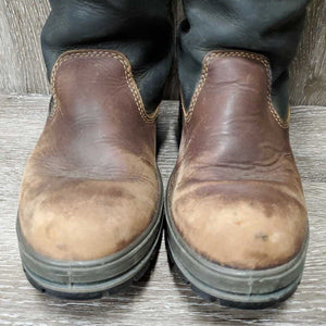 Tall Country Boots *gc/fair, clean & thick dirt, v.scuffed & faded, cracks, unstitched seams, slice