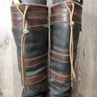 Tall Country Boots *gc/fair, clean & thick dirt, v.scuffed & faded, cracks, unstitched seams, slice
