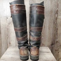 Tall Country Boots *gc/fair, clean & thick dirt, v.scuffed & faded, cracks, unstitched seams, slice
