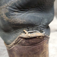 Tall Country Boots *gc/fair, clean & thick dirt, v.scuffed & faded, cracks, unstitched seams, slice