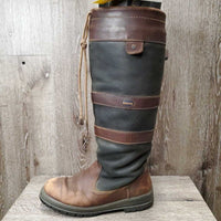 Tall Country Boots *gc/fair, clean & thick dirt, v.scuffed & faded, cracks, unstitched seams, slice
