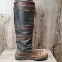 Tall Country Boots *gc/fair, clean & thick dirt, v.scuffed & faded, cracks, unstitched seams, slice
