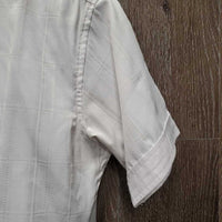 SS Show Shirt, attached snap collar *fair, older, bubbled collar, seam puckers, pit stains