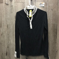 LS Jersey Show Shirt, 1/2 Snap Up, attached Snap Collar *gc, mnr hair, dingy? collar, pit stains
