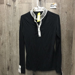 LS Jersey Show Shirt, 1/2 Snap Up, attached Snap Collar *gc, mnr hair, dingy? collar, pit stains