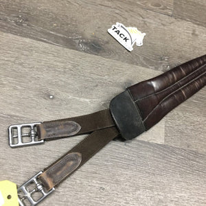 Leather Girth, Self-Adjusting *gc, v.creased, clean, older, rubs, frays