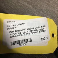 Leather Girth, Self-Adjusting *gc, v.creased, clean, older, rubs, frays