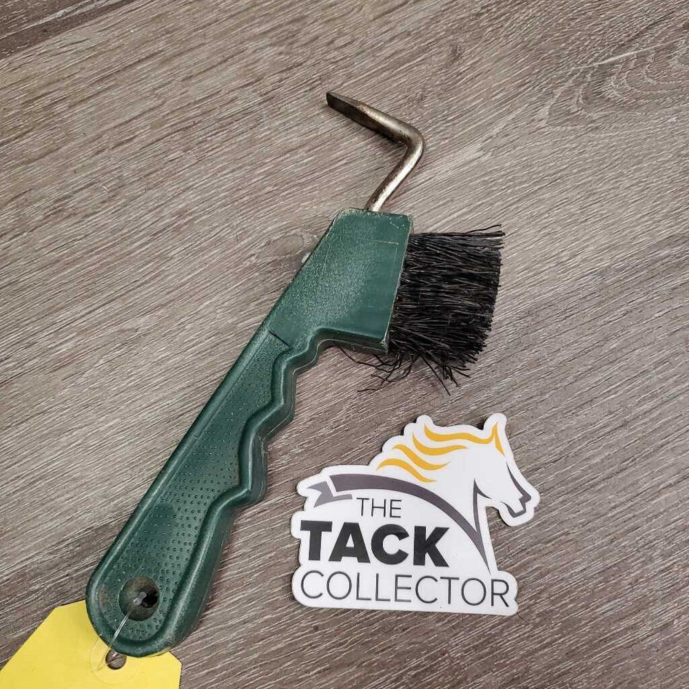 Hard Plastic Hoof Pick, Bristle Brush *gc, clean, mnr bent bristles, hay