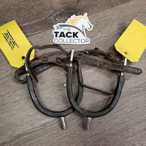 Straight Spurs, Rubber Wrapped, Leather Spur Straps *gc, mnr dirt, straps: mismatched, scrapes, film, stretched holes