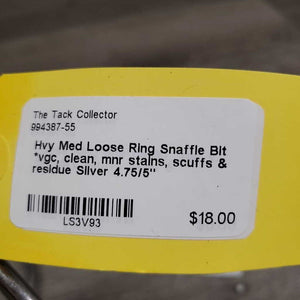 Hvy Med Loose Ring Snaffle Bit *vgc, clean, mnr stains, scuffs & residue