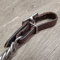 Double Chain & Leather Western Curb - Chin Strap, buckles *vgc, clean, mnr scraped edges, rough welds
