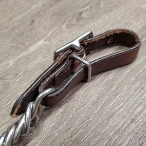 Double Chain & Leather Western Curb - Chin Strap, buckles *vgc, clean, mnr scraped edges, rough welds