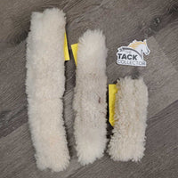 3 Sheepskin Halter Fuzzies *gc, clean, clumpy, hair, mnr stains
