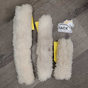 3 Sheepskin Halter Fuzzies *gc, clean, clumpy, hair, mnr stains