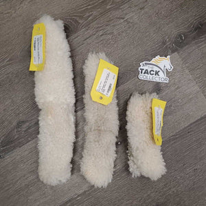 3 Sheepskin Halter Fuzzies *gc, clean, clumpy, hair, mnr stains
