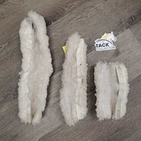3 Sheepskin Halter Fuzzies *gc, clean, clumpy, hair, mnr stains