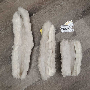 3 Sheepskin Halter Fuzzies *gc, clean, clumpy, hair, mnr stains