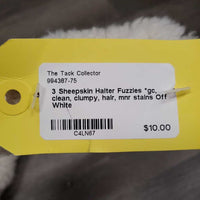 3 Sheepskin Halter Fuzzies *gc, clean, clumpy, hair, mnr stains
