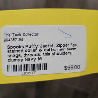 Puffy Jacket, Zipper *gc, stained collar & cuffs, mnr seam snags, threads, thin shoulders, clumpy
