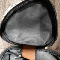 Helmet Bag, zipper, leather & chain top handle *xc/like new, clean, mnr hairy
