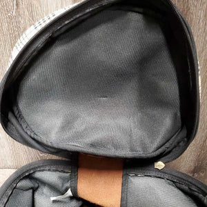 Helmet Bag, zipper, leather & chain top handle *xc/like new, clean, mnr hairy