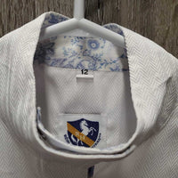 SS Show Shirt, buttons, snap collar *gc, pit stains, dingy, older
