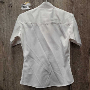 SS Show Shirt, buttons, snap collar *gc, pit stains, dingy, older