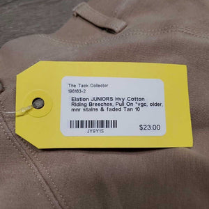 JUNIORS Hvy Cotton Riding Breeches, Pull On *vgc, older, mnr stains & faded