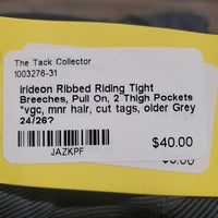Ribbed Riding Tight Breeches, Pull On, 2 Thigh Pockets *vgc, mnr hair, cut tags, older
